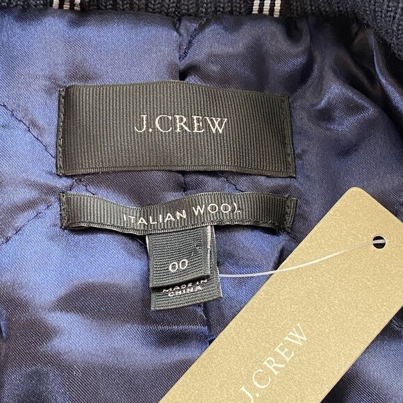NWT J. Crew Navy Italian Wool Blend Stadium Cloth Lodge Coat Size 00 - Picture 12 of 16